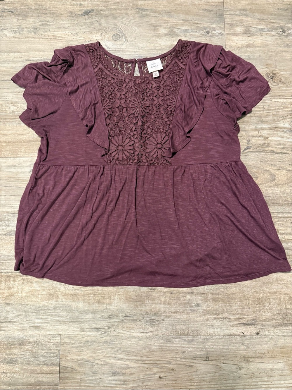 Knox Rose Women's Blouse with Lace Detail in Plum